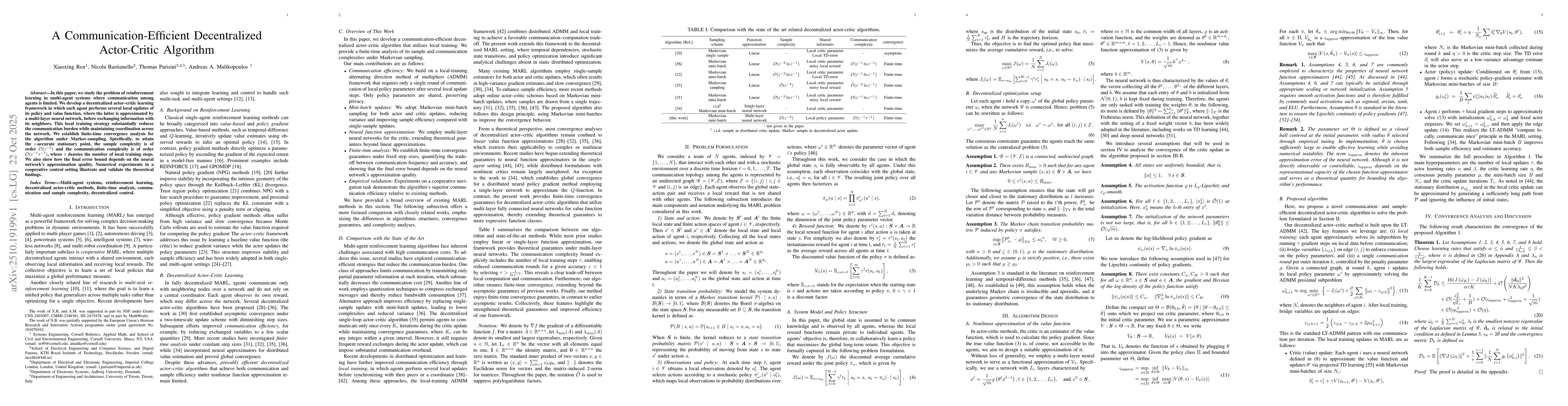Thumbnail for A Communication-Efficient Decentralized Actor-Critic Algorithm