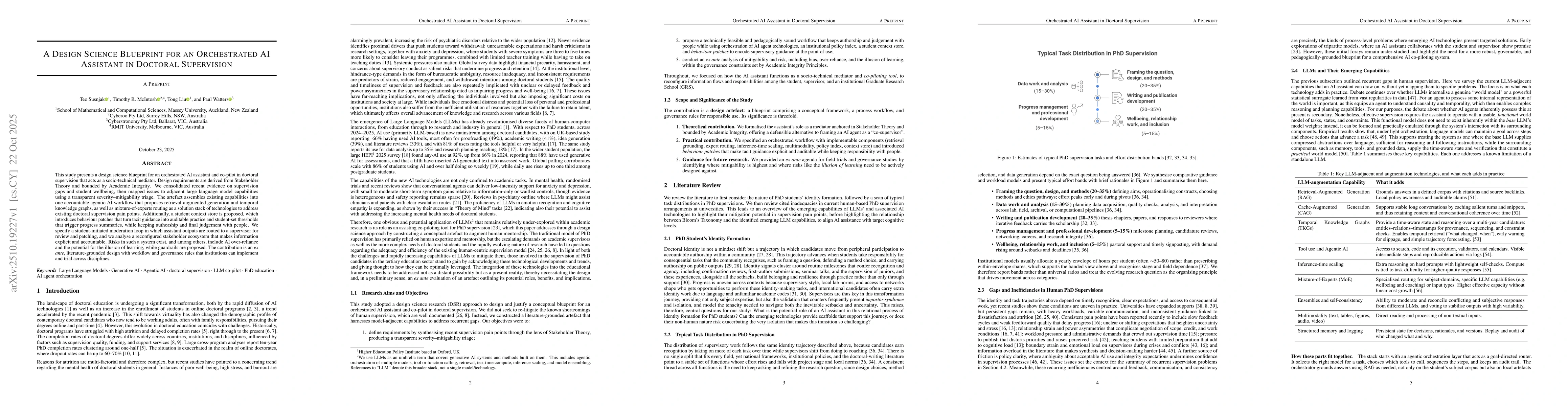 Thumbnail for A Design Science Blueprint for an Orchestrated AI Assistant in Doctoral
  Supervision