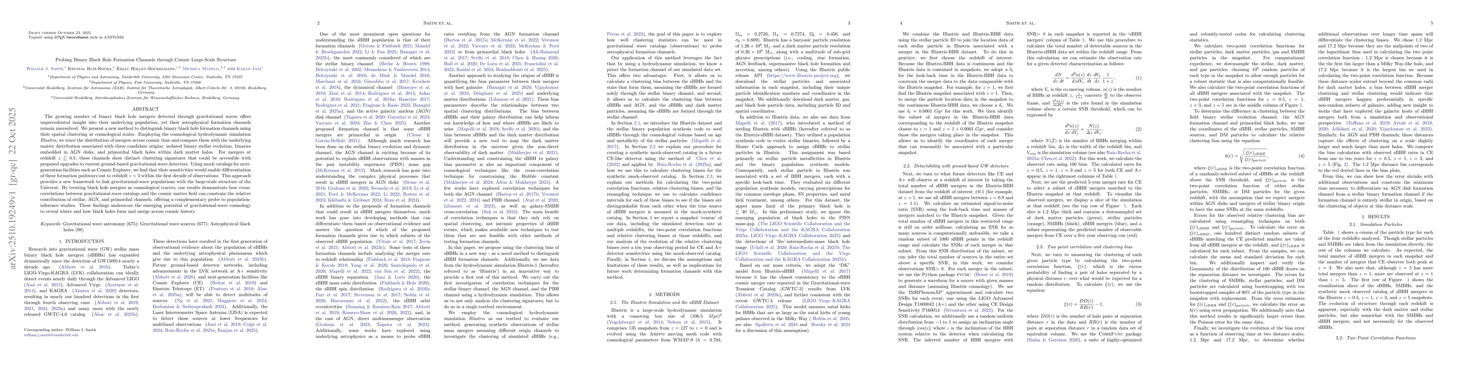 Thumbnail for Probing Binary Black Hole Formation Channels through Cosmic Large-Scale
  Structure
