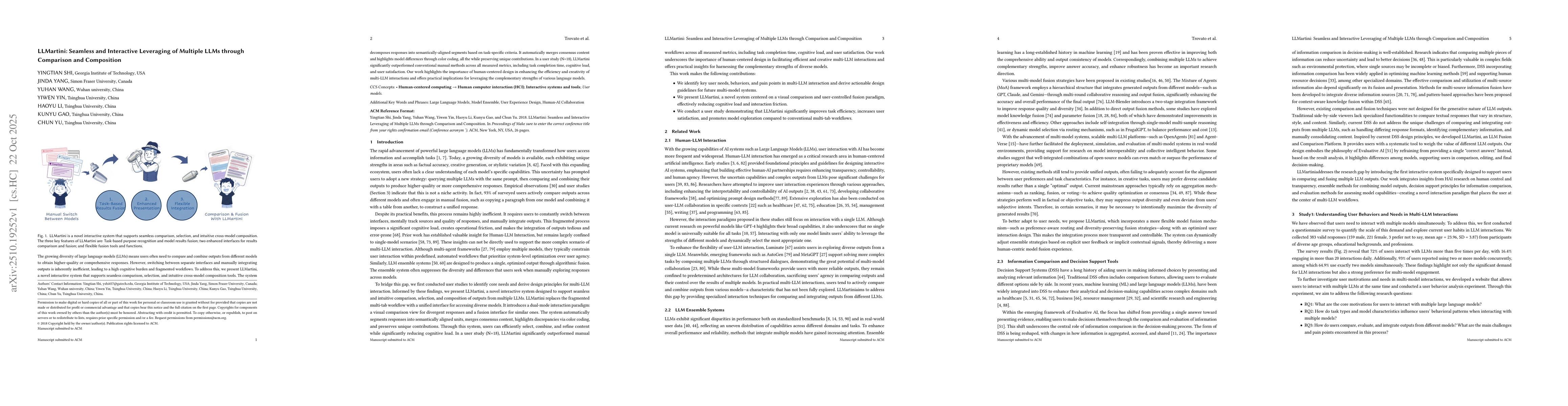 Thumbnail for LLMartini: Seamless and Interactive Leveraging of Multiple LLMs through
  Comparison and Composition
