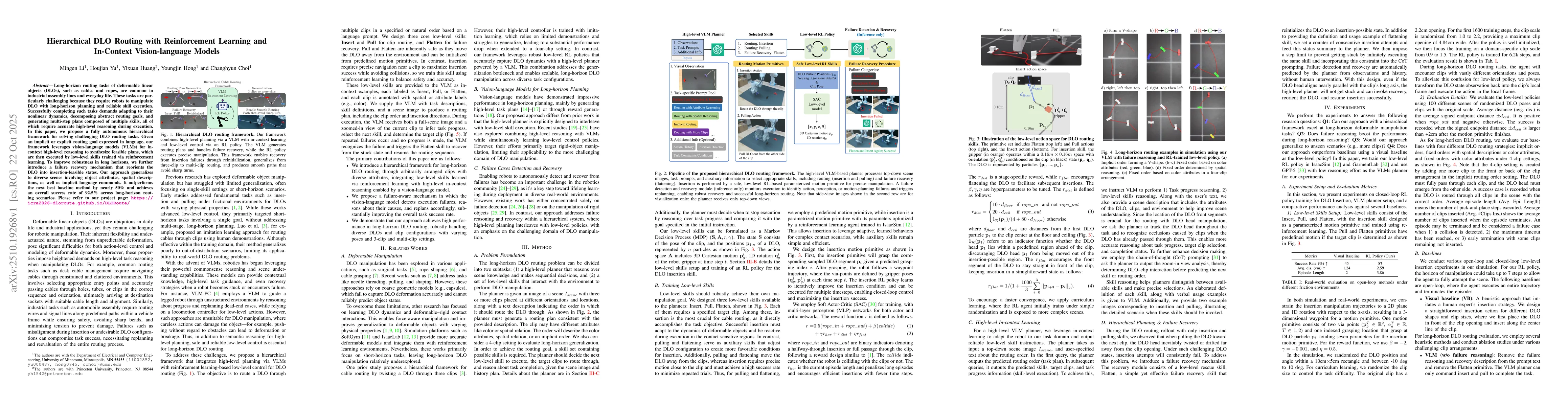 Thumbnail for Hierarchical DLO Routing with Reinforcement Learning and In-Context
  Vision-language Models