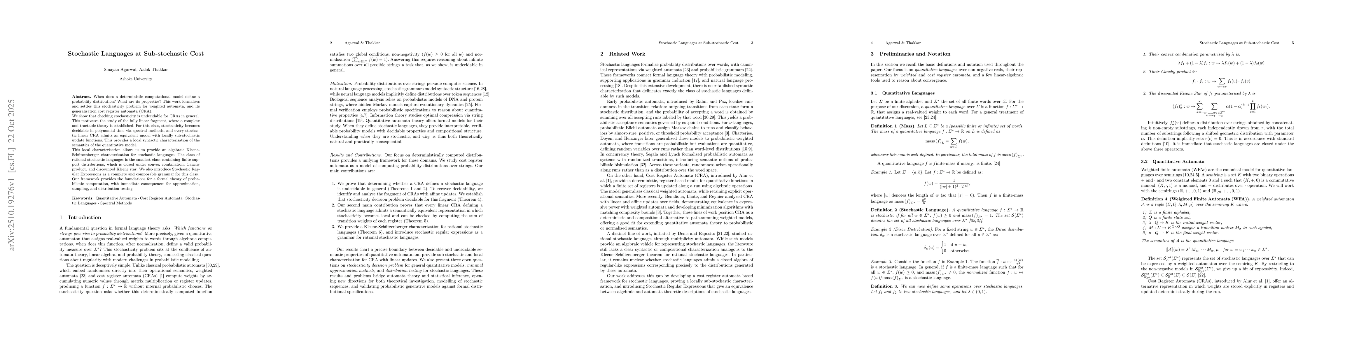 Thumbnail for Stochastic Languages at Sub-stochastic Cost