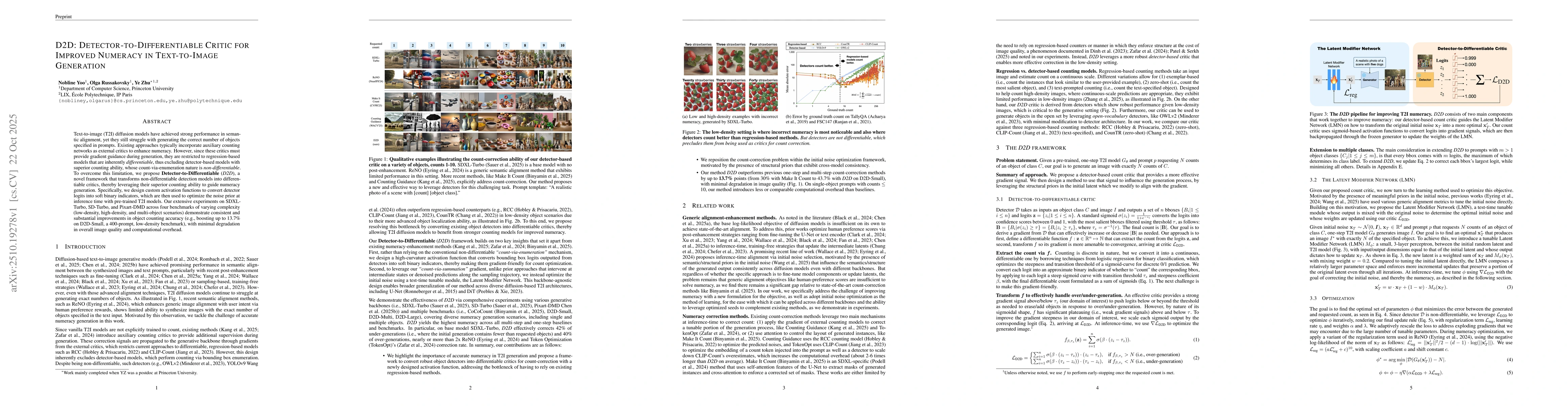 Thumbnail for D2D: Detector-to-Differentiable Critic for Improved Numeracy in
  Text-to-Image Generation