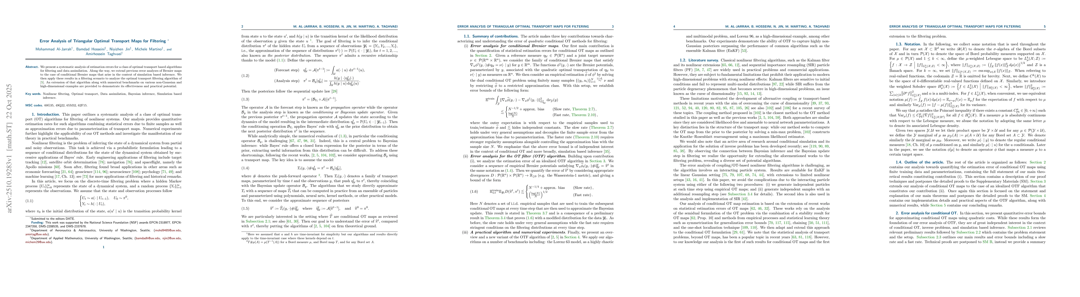 Thumbnail for Error Analysis of Triangular Optimal Transport Maps for Filtering
