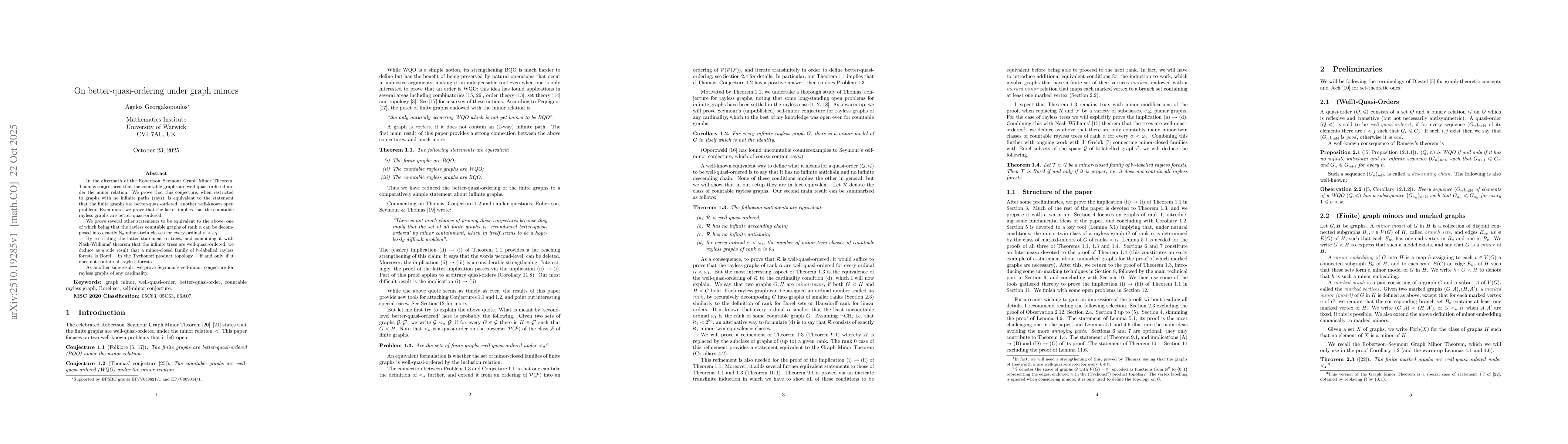 Thumbnail for On better-quasi-ordering under graph minors