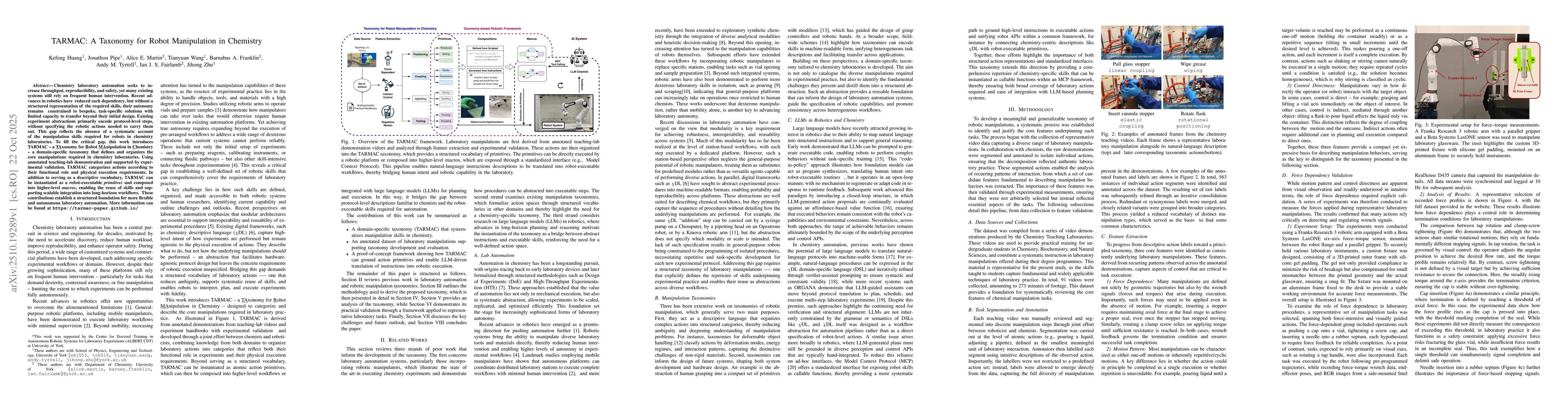 Thumbnail for TARMAC: A Taxonomy for Robot Manipulation in Chemistry