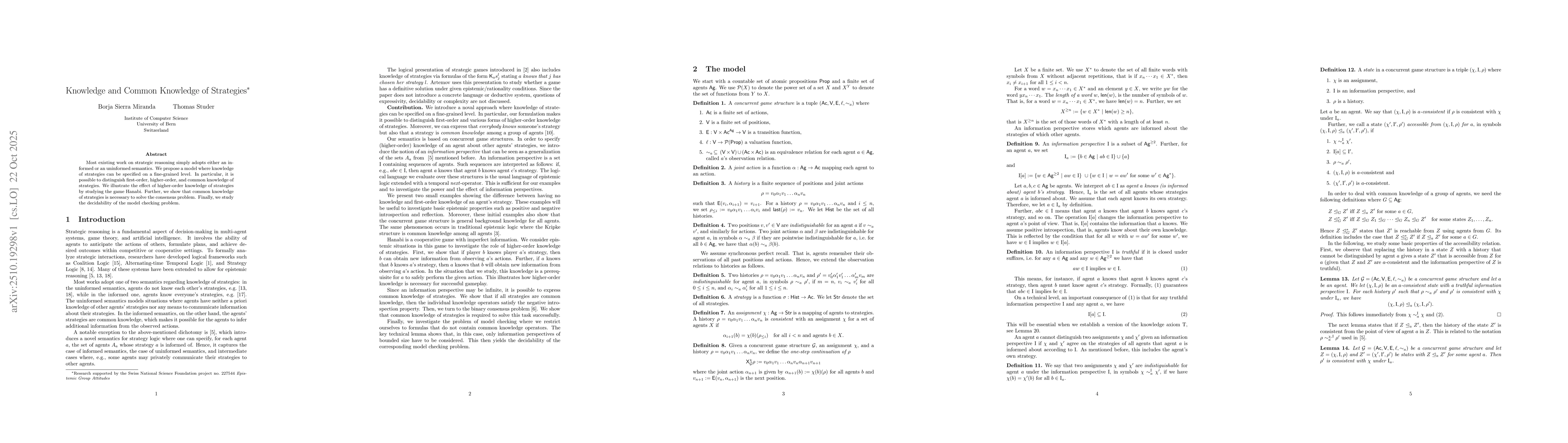 Thumbnail for Knowledge and Common Knowledge of Strategies