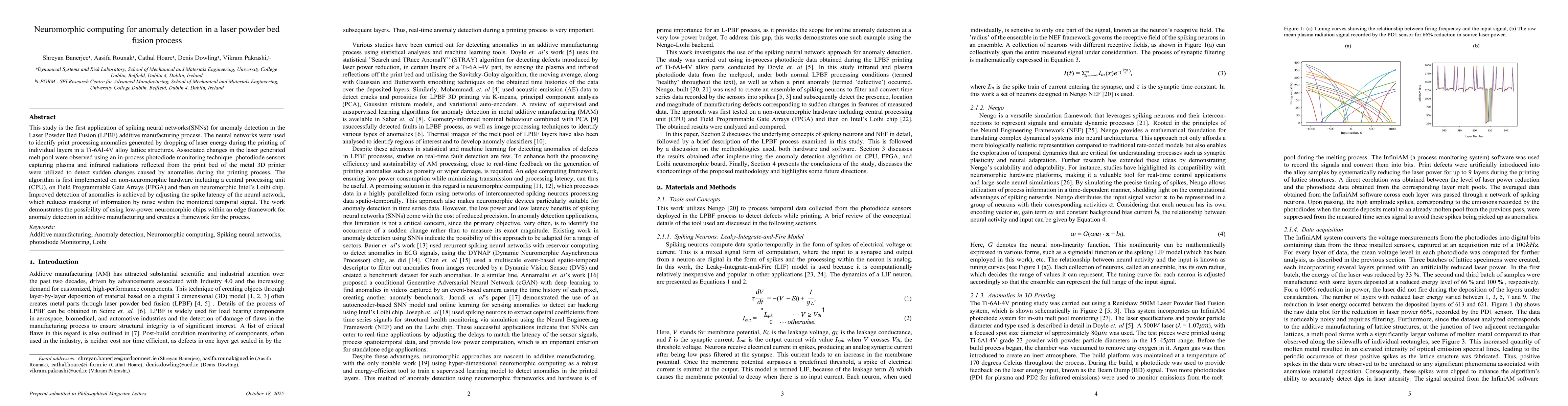 Thumbnail for Neuromorphic computing for anomaly detection in a laser powder bed
  fusion process
