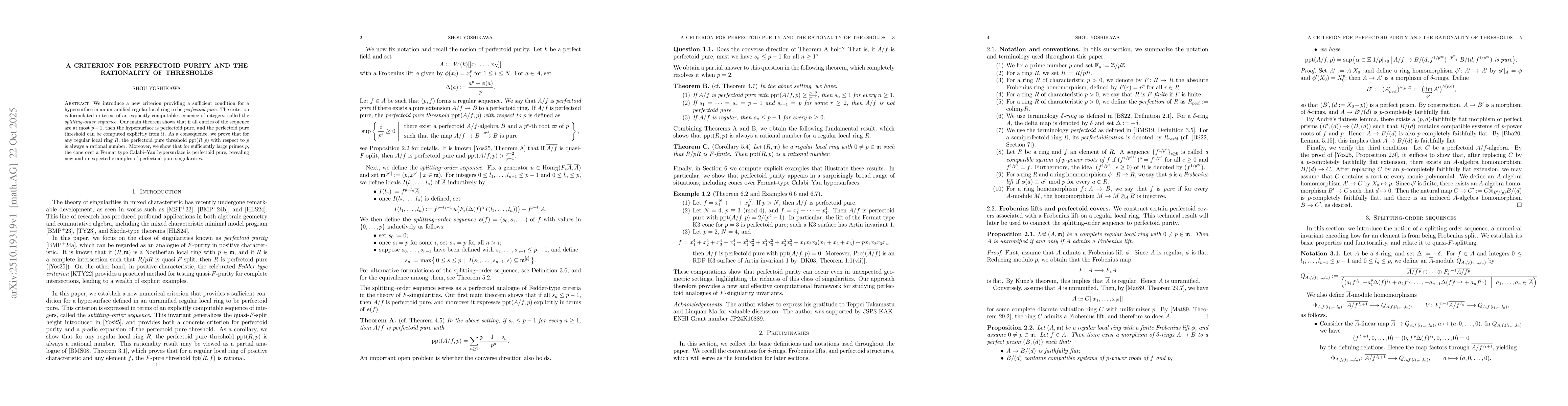 Thumbnail for A Criterion for Perfectoid Purity and the Rationality of Thresholds