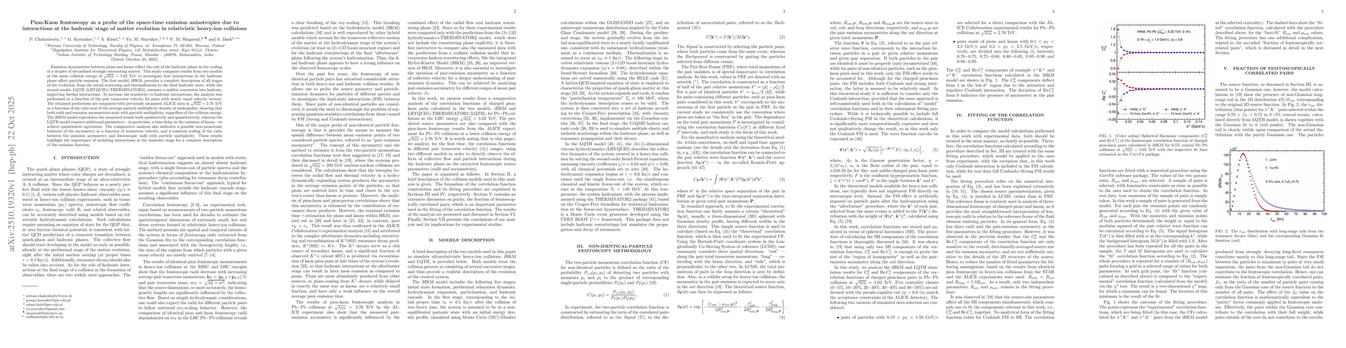 Thumbnail for Pion-Kaon femtoscopy as a probe of the space-time emission anisotropies
  due to interactions at the hadronic stage of matter evolution in relativistic
  heavy-ion collisions