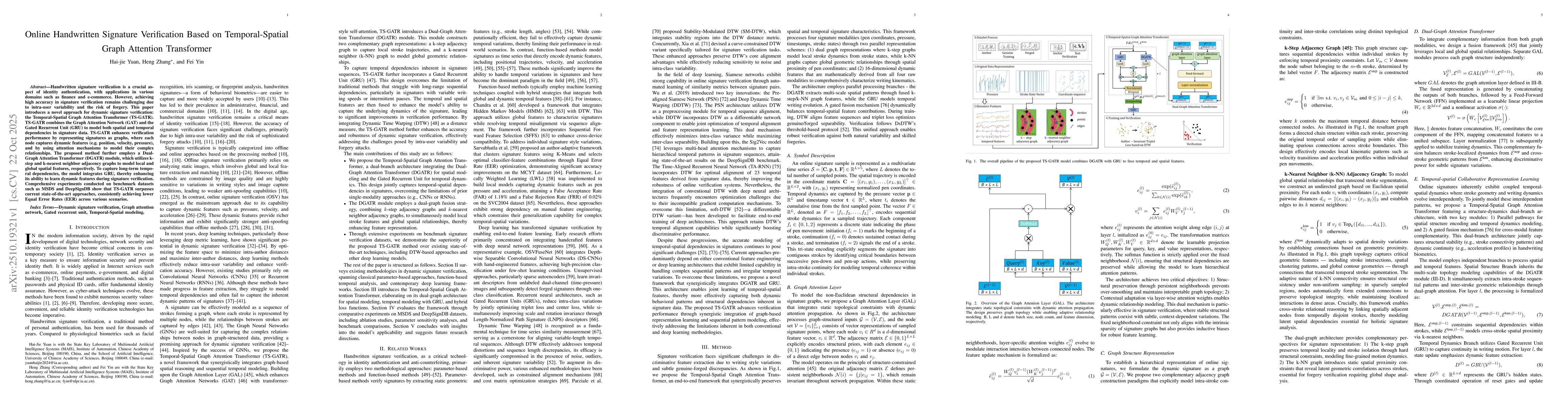 Thumbnail for Online Handwritten Signature Verification Based on Temporal-Spatial
  Graph Attention Transformer