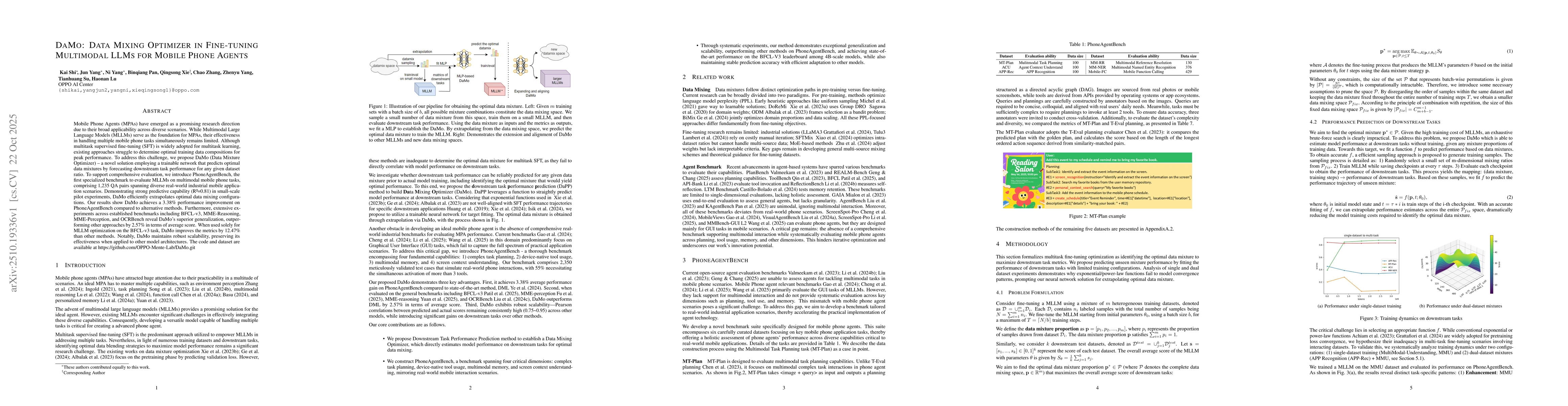 Thumbnail for DaMo: Data Mixing Optimizer in Fine-tuning Multimodal LLMs for Mobile
  Phone Agents