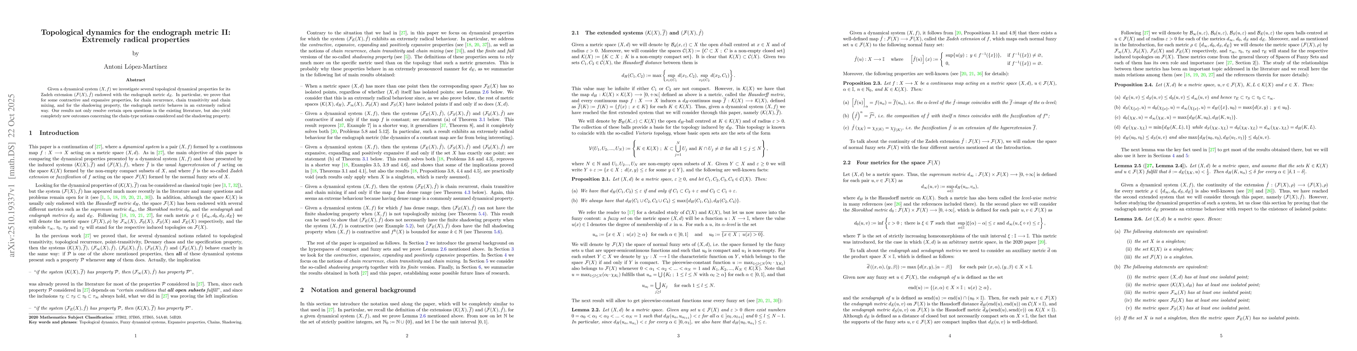 Thumbnail for Topological dynamics for the endograph metric II: Extremely radical
  properties