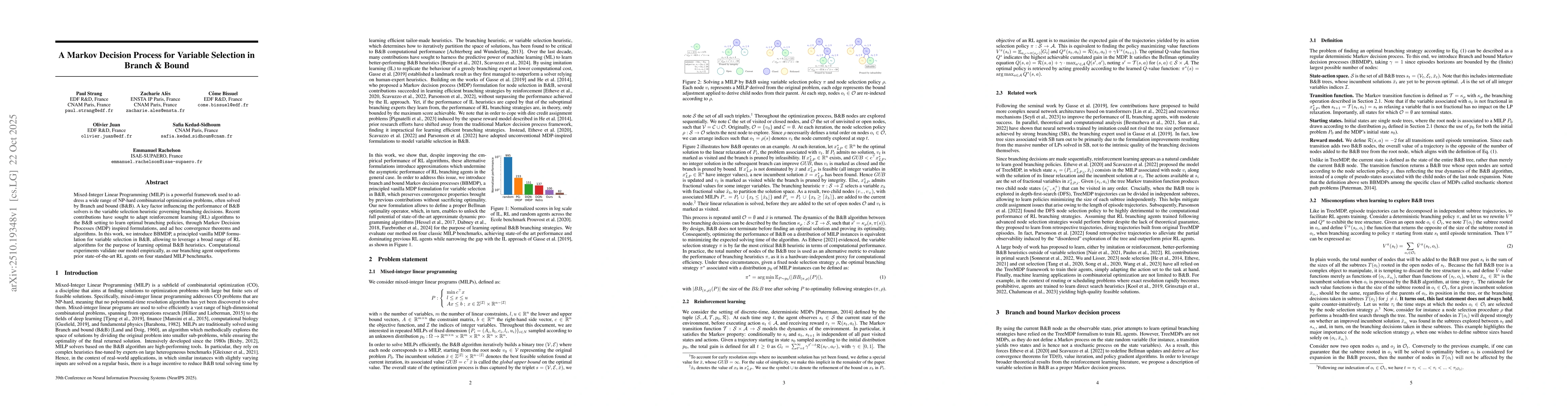 Thumbnail for A Markov Decision Process for Variable Selection in Branch & Bound