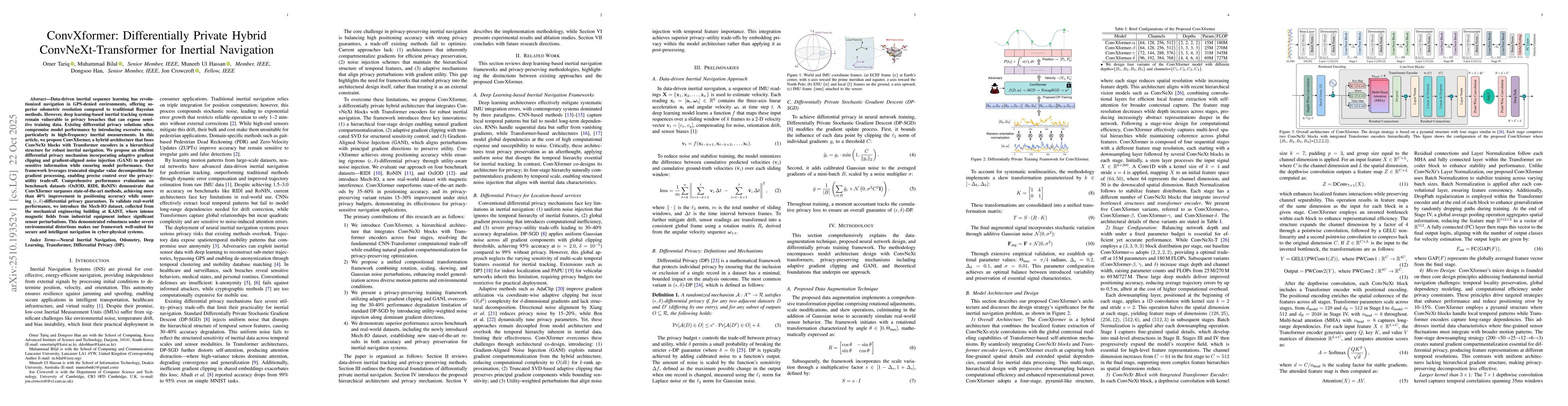 Thumbnail for ConvXformer: Differentially Private Hybrid ConvNeXt-Transformer for
  Inertial Navigation