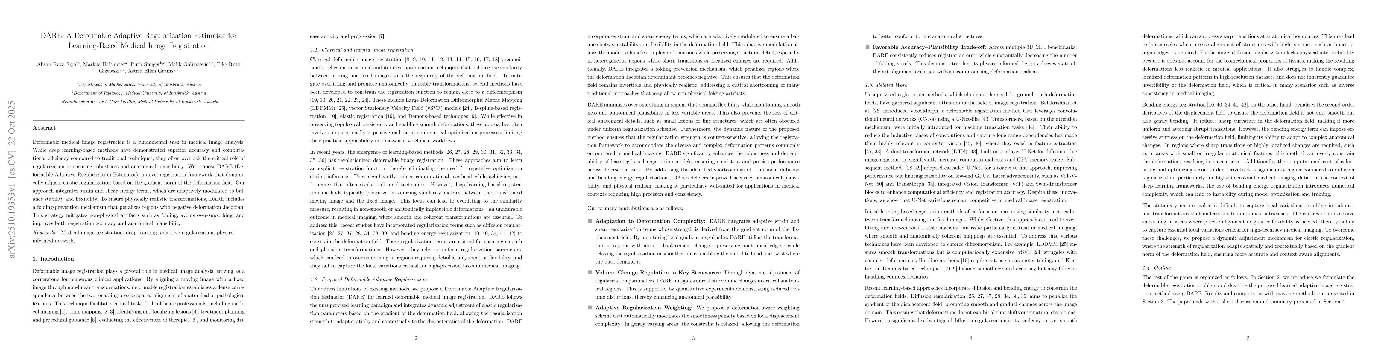 Thumbnail for DARE: A Deformable Adaptive Regularization Estimator for Learning-Based
  Medical Image Registration
