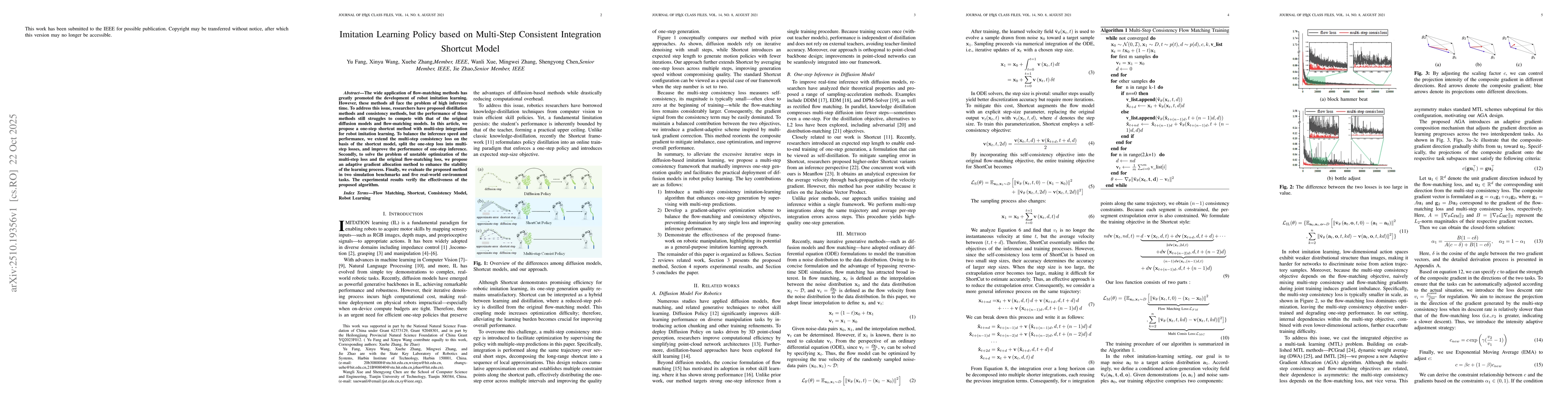 Thumbnail for Imitation Learning Policy based on Multi-Step Consistent Integration
  Shortcut Model