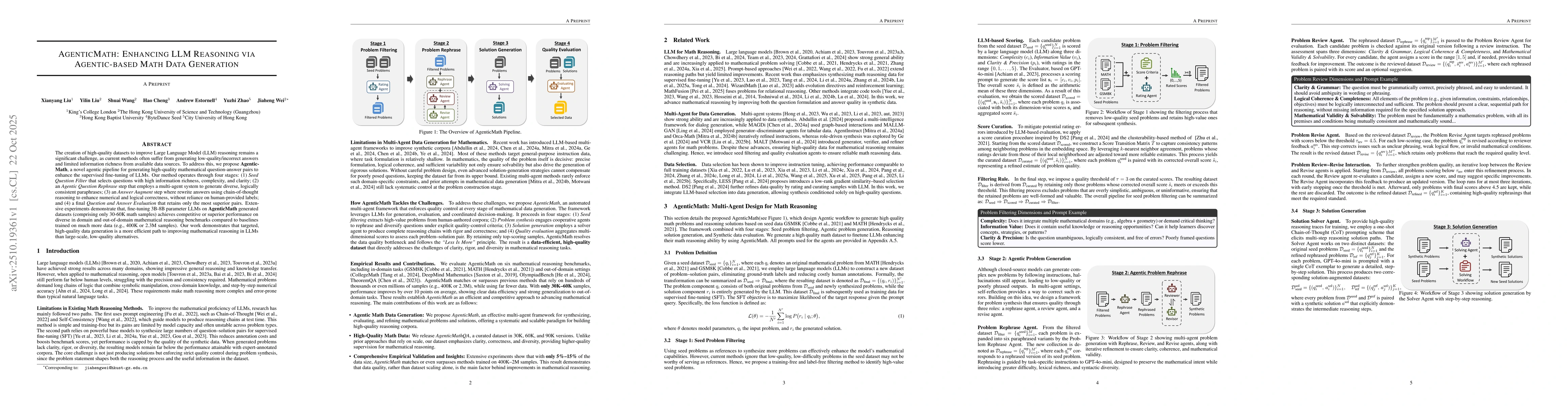 Thumbnail for AgenticMath: Enhancing LLM Reasoning via Agentic-based Math Data
  Generation