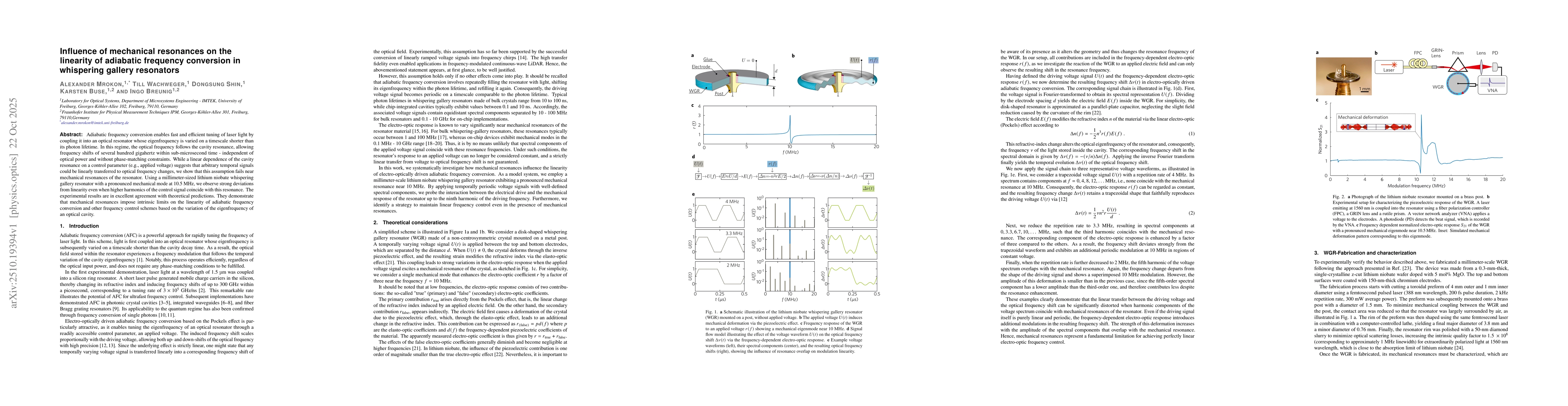 Thumbnail for Influence of mechanical resonances on the linearity of adiabatic
  frequency conversion in whispering gallery resonators
