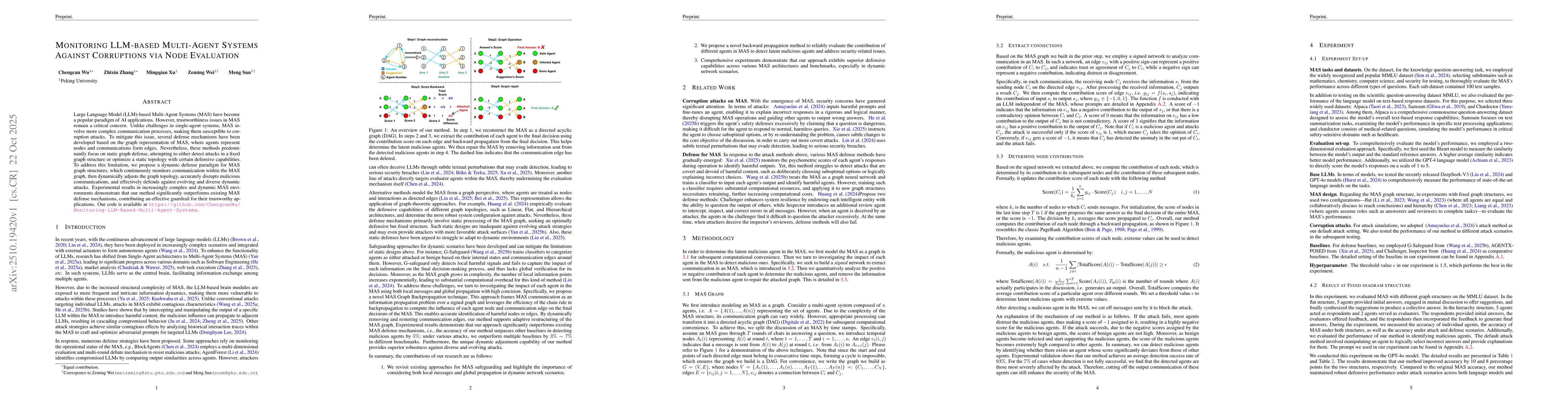 Thumbnail for Monitoring LLM-based Multi-Agent Systems Against Corruptions via Node
  Evaluation