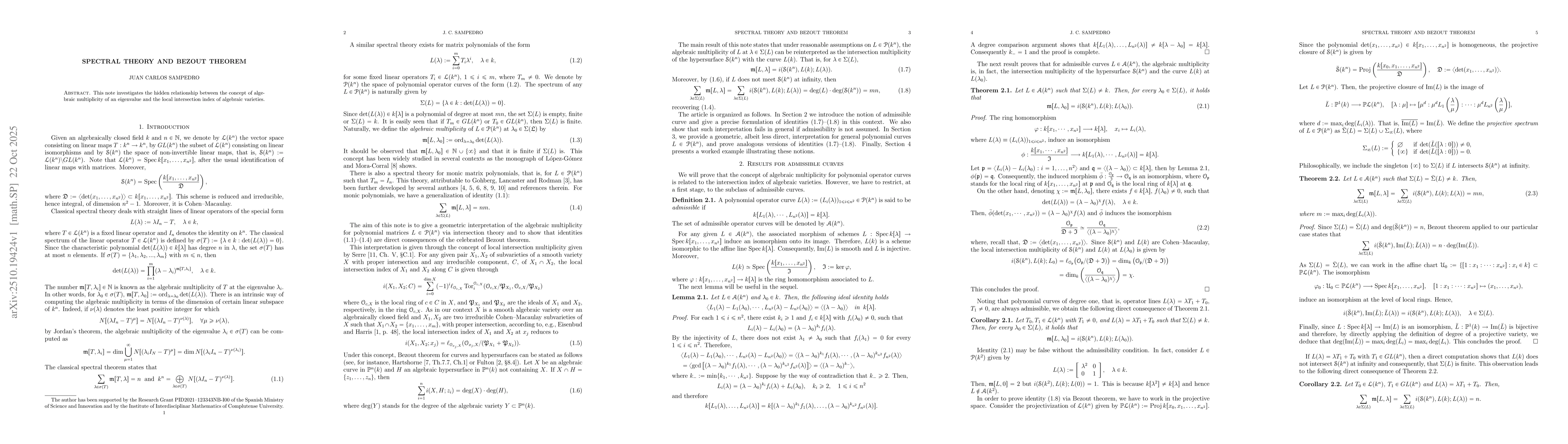 Thumbnail for Spectral Theory and Bezout Theorem