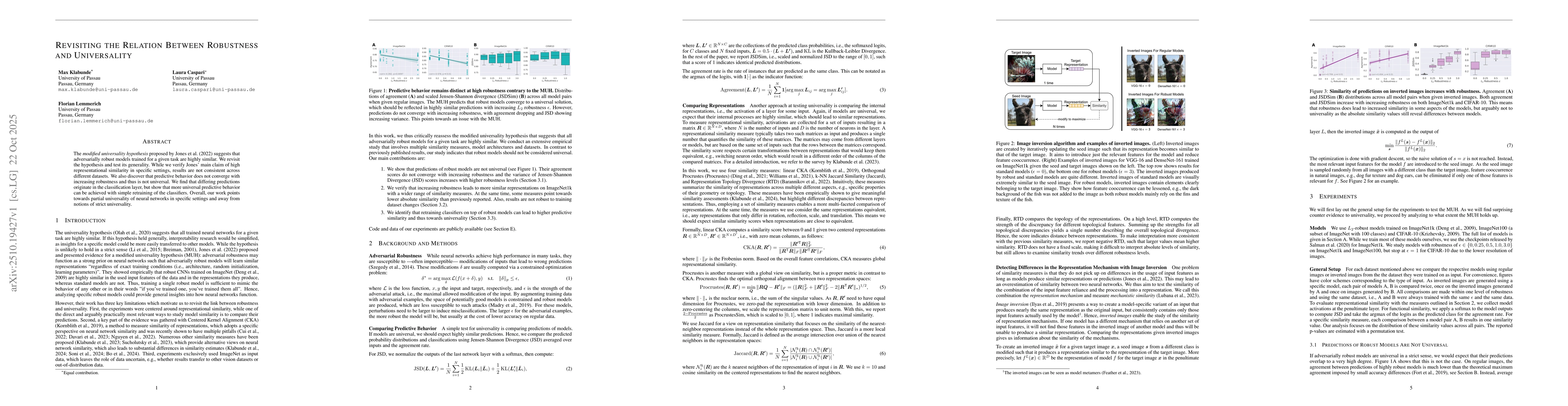 Thumbnail for Revisiting the Relation Between Robustness and Universality
