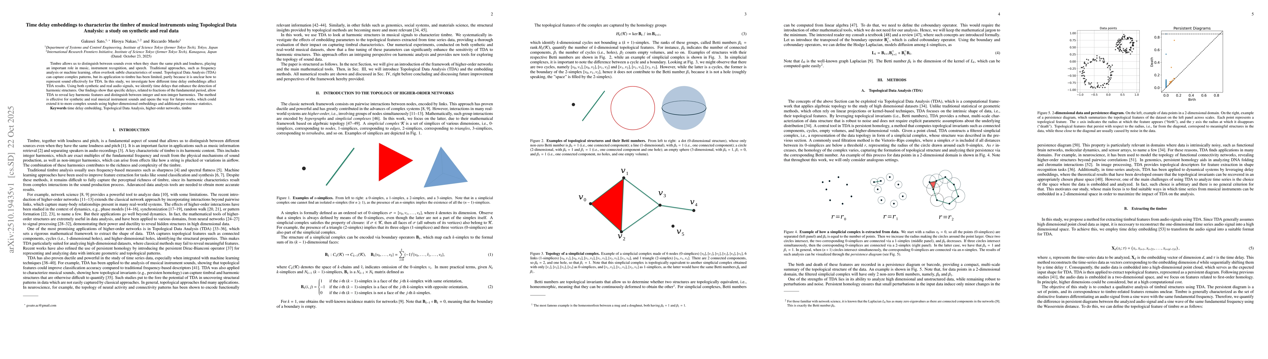Thumbnail for Time delay embeddings to characterize the timbre of musical instruments
  using Topological Data Analysis: a study on synthetic and real data
