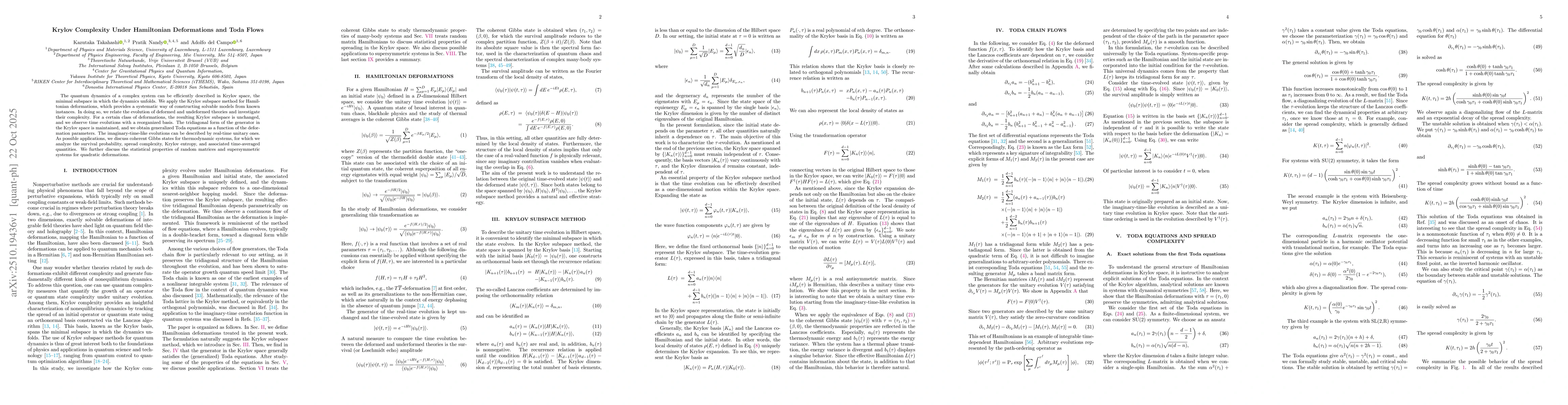 Thumbnail for Krylov Complexity Under Hamiltonian Deformations and Toda Flows