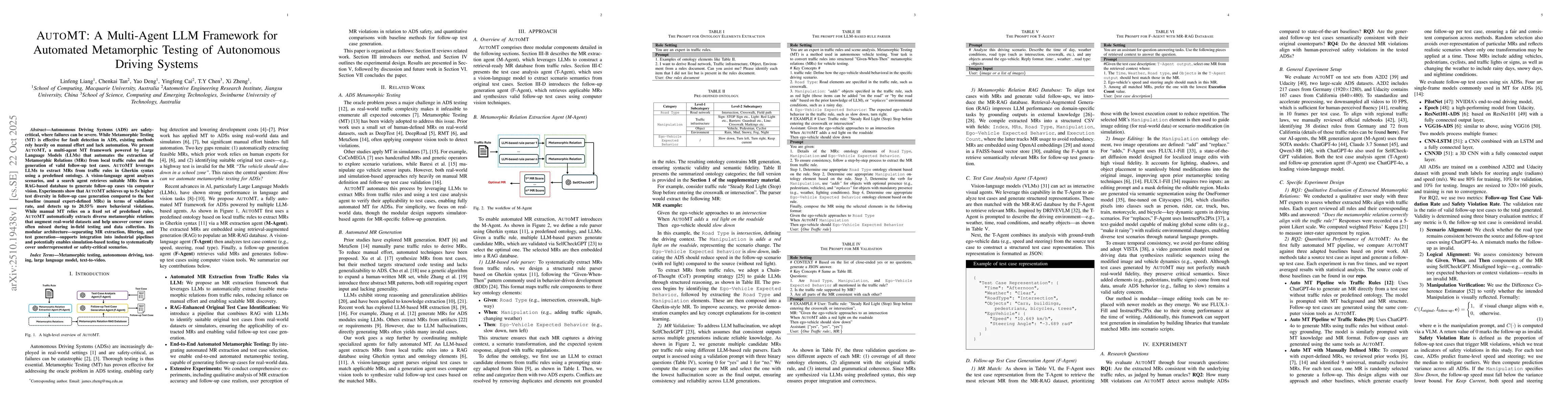 Thumbnail for AutoMT: A Multi-Agent LLM Framework for Automated Metamorphic Testing of
  Autonomous Driving Systems