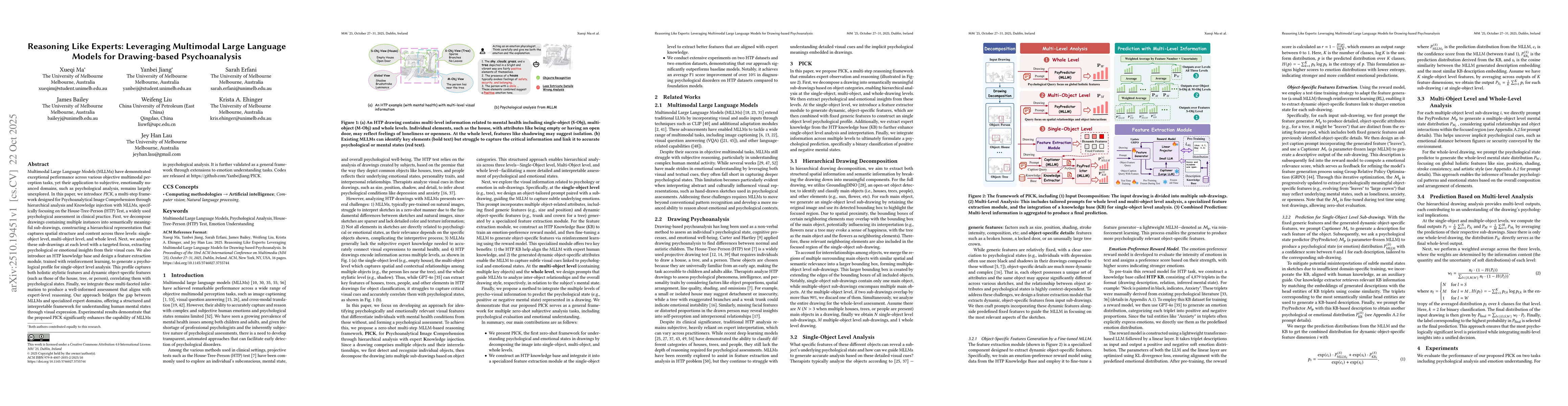 Thumbnail for Reasoning Like Experts: Leveraging Multimodal Large Language Models for
  Drawing-based Psychoanalysis