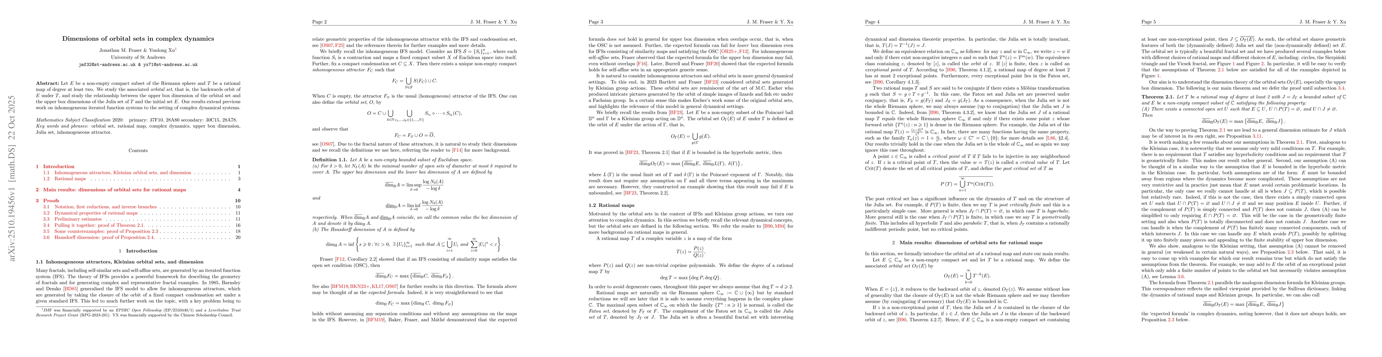 Thumbnail for Dimensions of orbital sets in complex dynamics