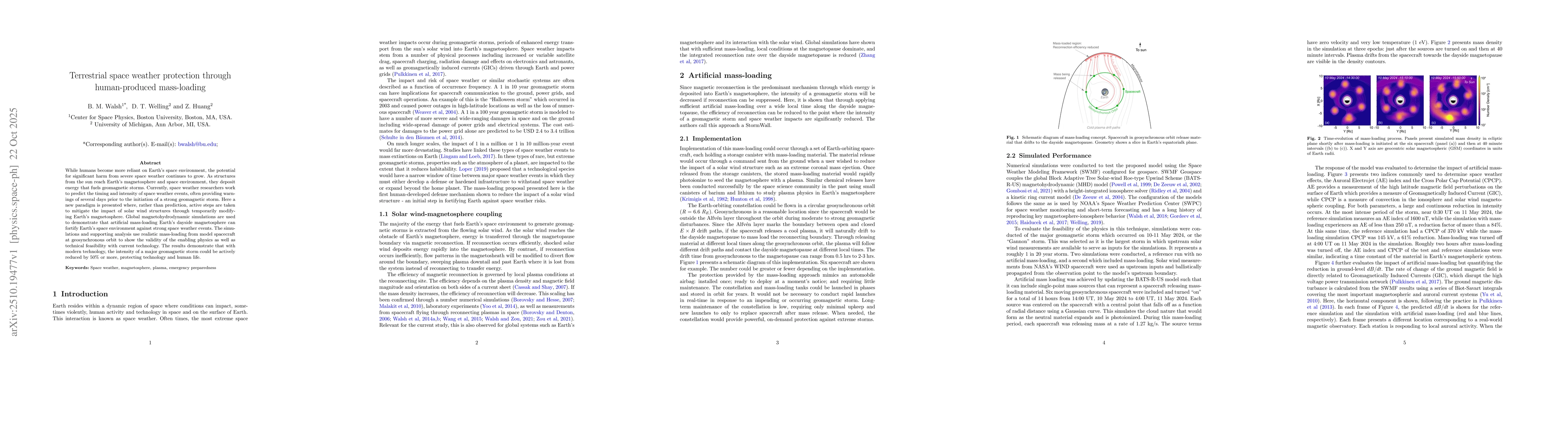 Thumbnail for Terrestrial space weather protection through human-produced mass-loading