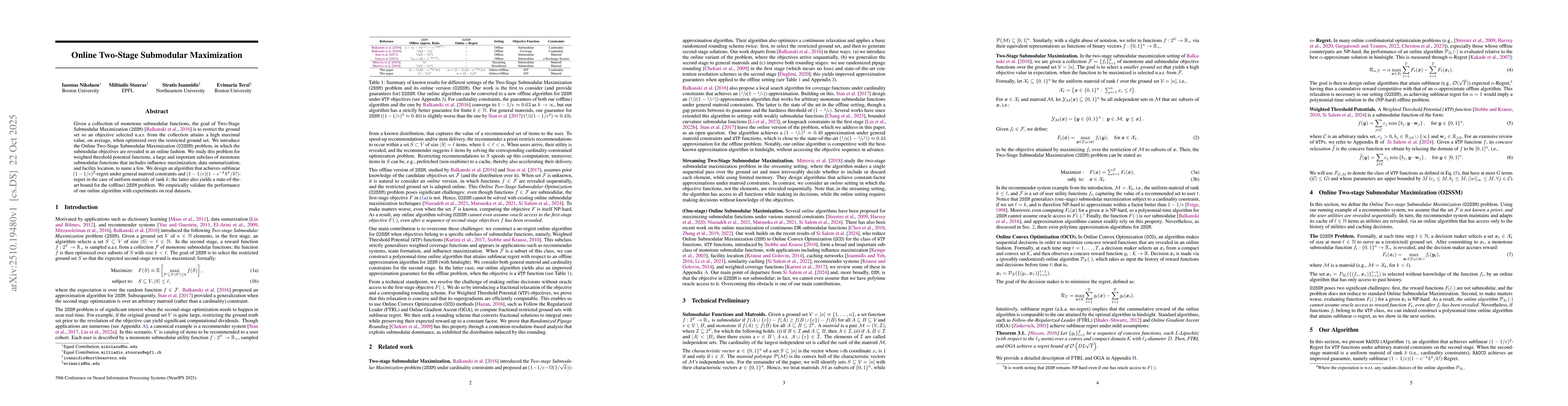 Thumbnail for Online Two-Stage Submodular Maximization