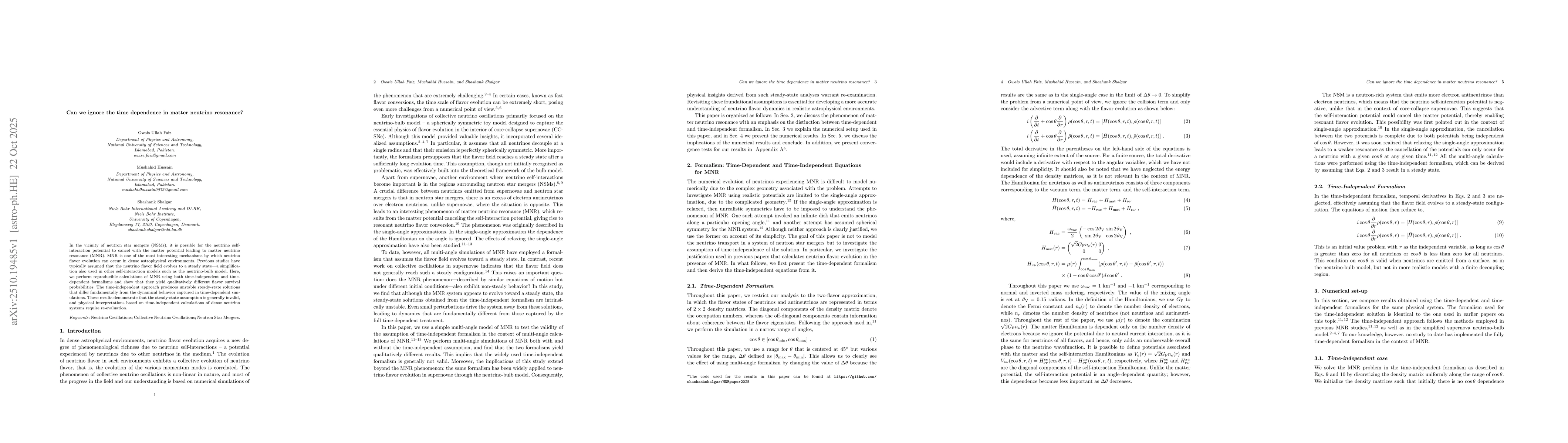 Thumbnail for Can we ignore the time dependence in matter neutrino resonance?