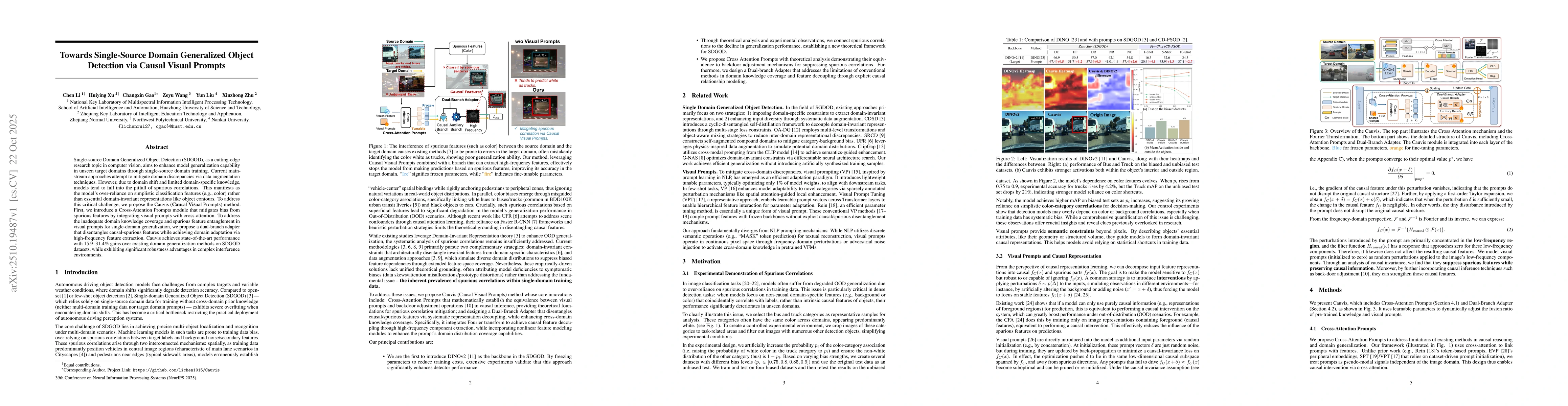 Thumbnail for Towards Single-Source Domain Generalized Object Detection via Causal
  Visual Prompts