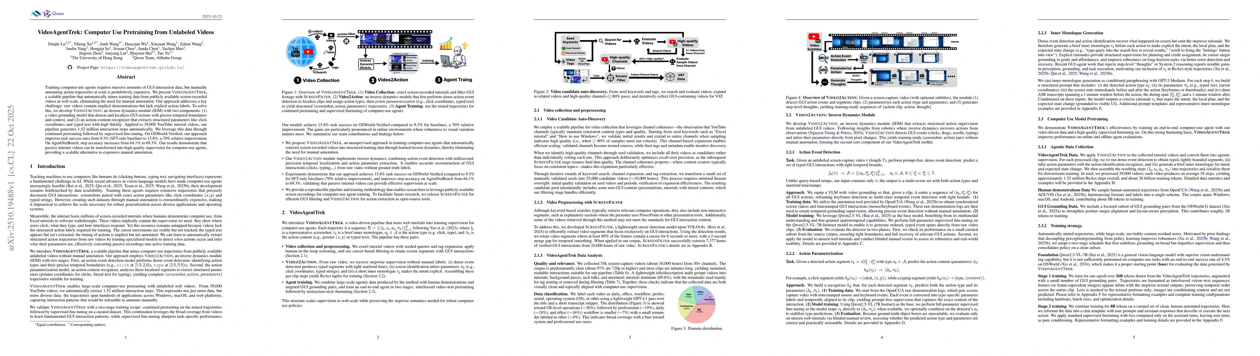 Thumbnail for VideoAgentTrek: Computer Use Pretraining from Unlabeled Videos