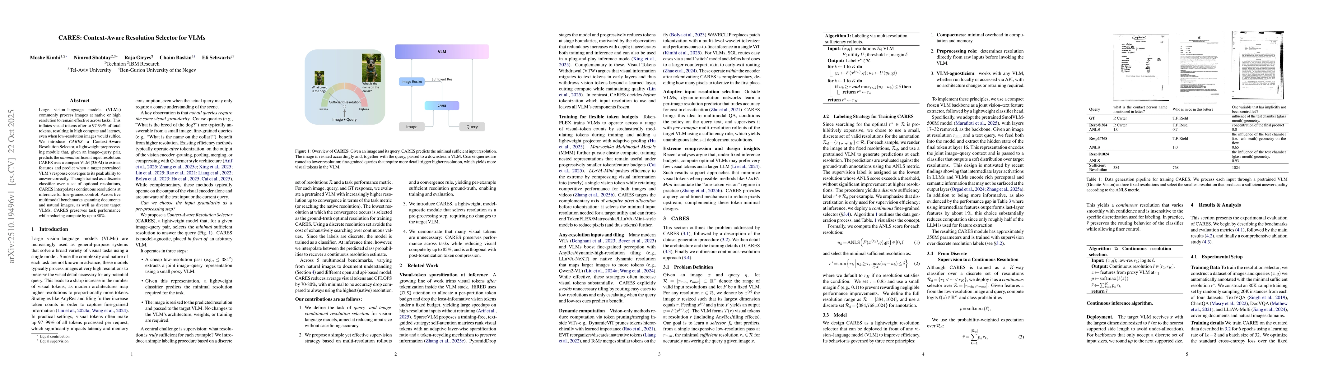 Thumbnail for CARES: Context-Aware Resolution Selector for VLMs