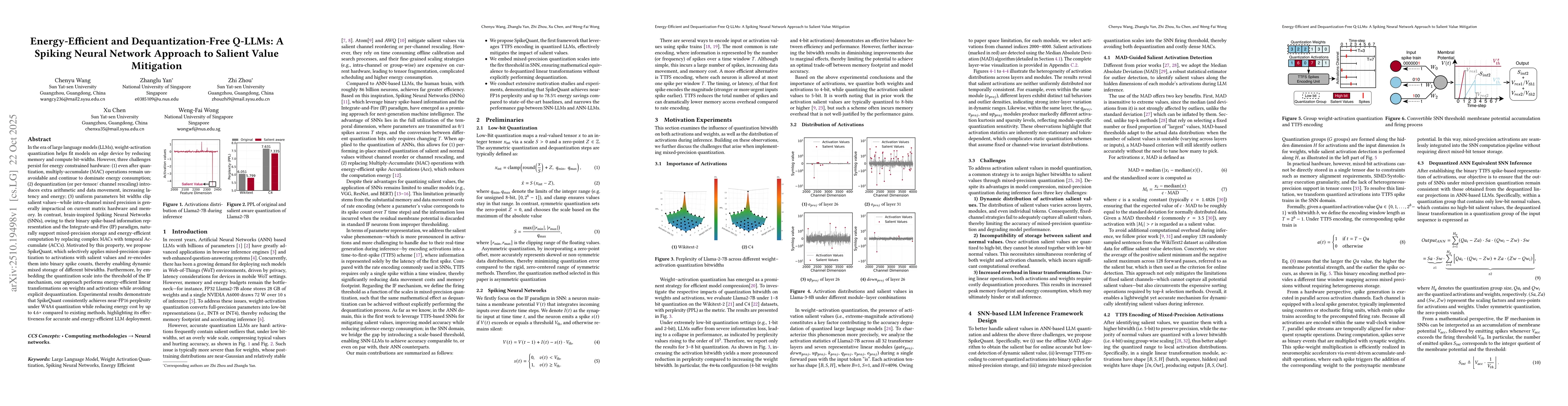 Thumbnail for Energy-Efficient and Dequantization-Free Q-LLMs: A Spiking Neural
  Network Approach to Salient Value Mitigation