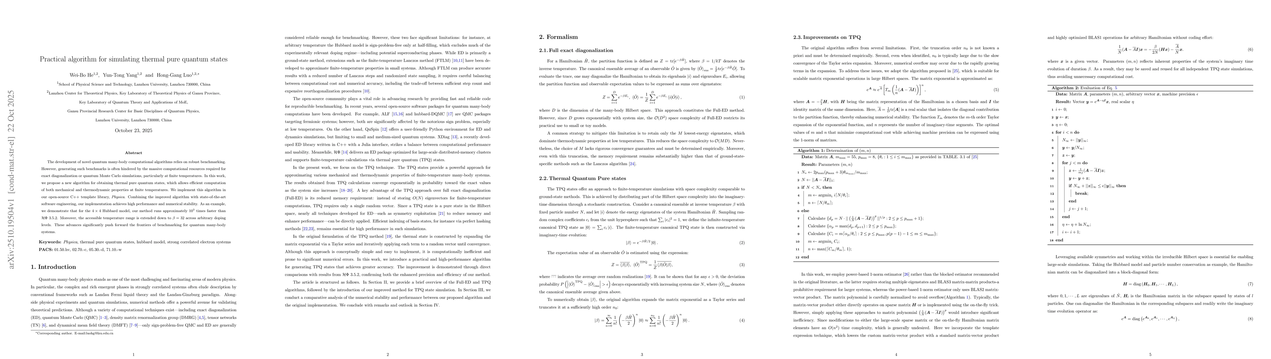 Thumbnail for Practical algorithm for simulating thermal pure quantum states