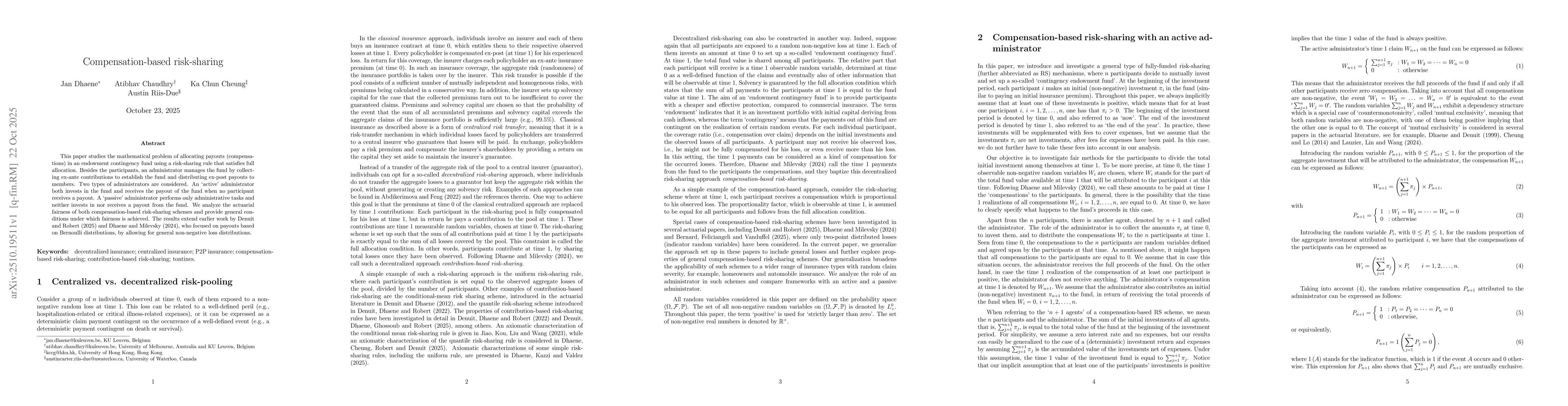 Thumbnail for Compensation-based risk-sharing