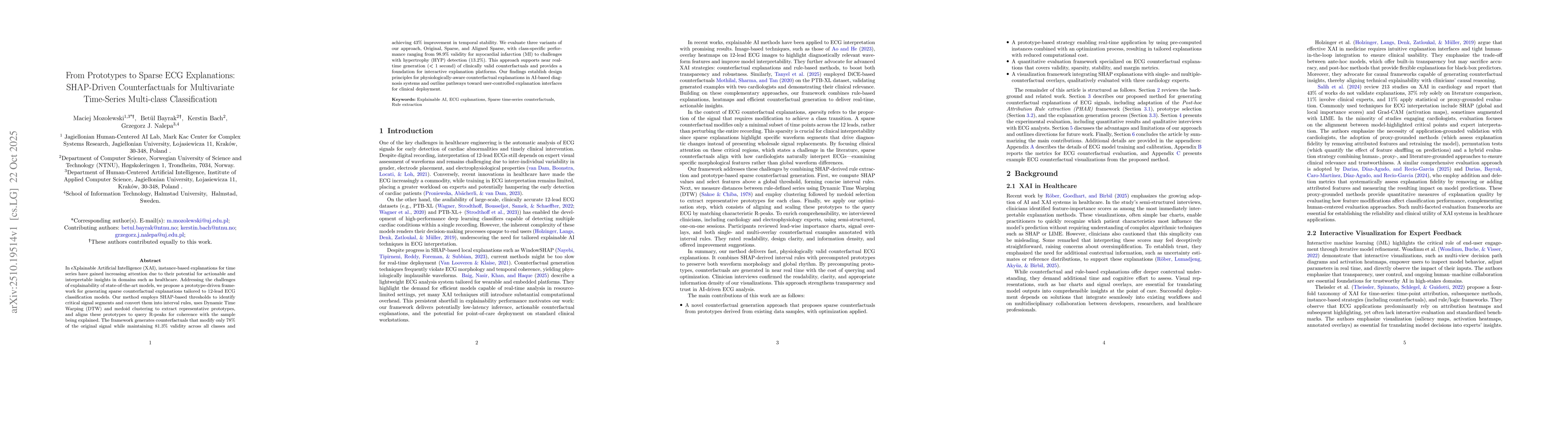 Thumbnail for From Prototypes to Sparse ECG Explanations: SHAP-Driven Counterfactuals
  for Multivariate Time-Series Multi-class Classification
