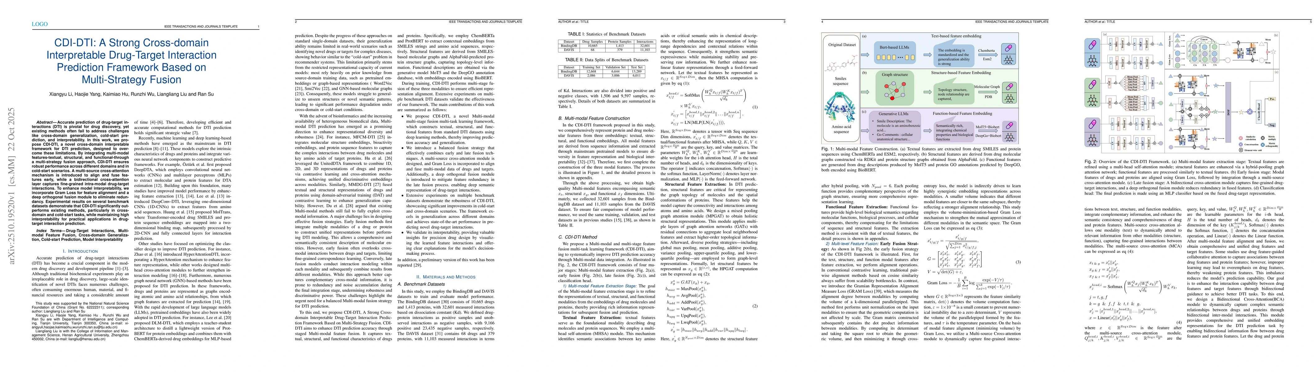 Thumbnail for CDI-DTI: A Strong Cross-domain Interpretable Drug-Target Interaction
  Prediction Framework Based on Multi-Strategy Fusion