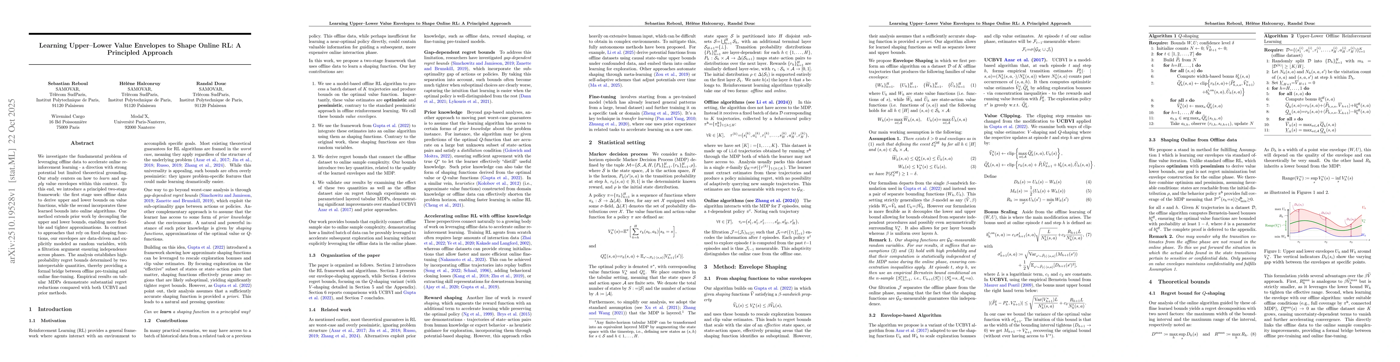 Thumbnail for Learning Upper Lower Value Envelopes to Shape Online RL: A Principled
  Approach