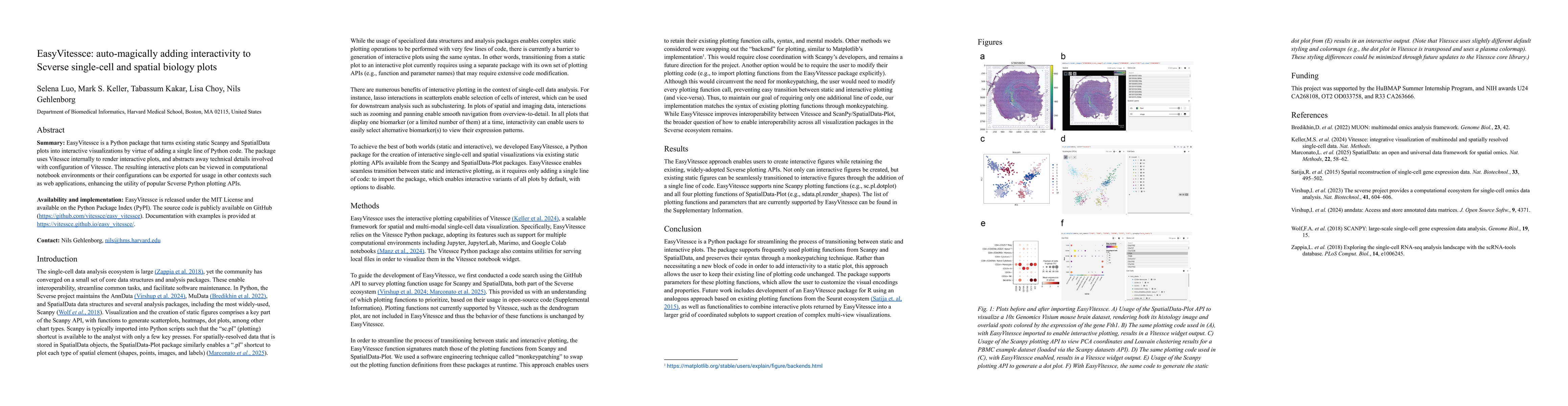 Thumbnail for EasyVitessce: auto-magically adding interactivity to Scverse single-cell
  and spatial biology plots