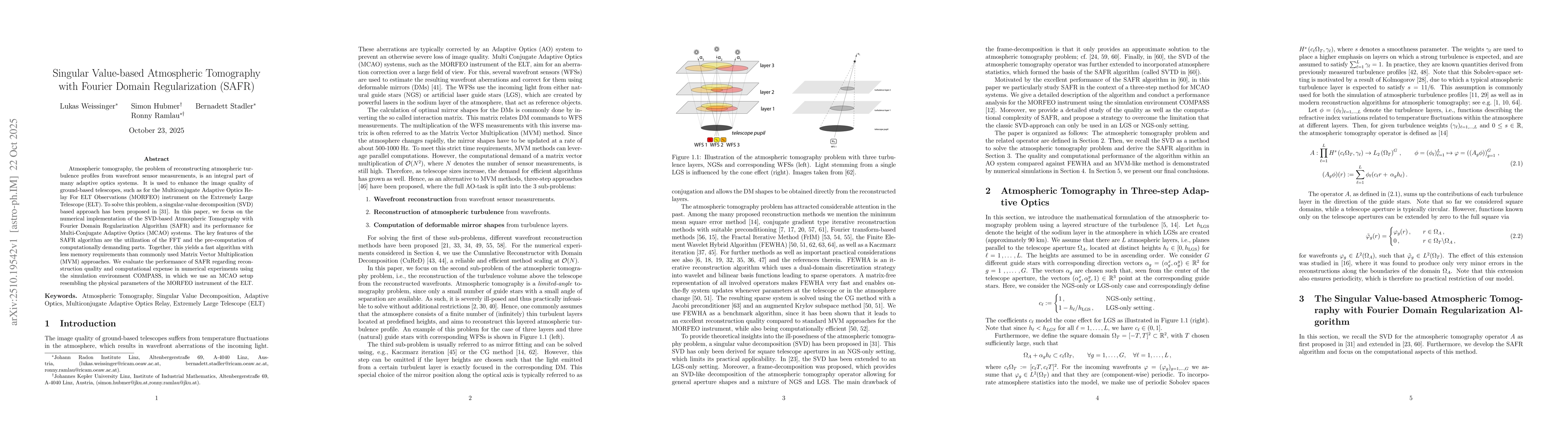 Thumbnail for Singular Value-based Atmospheric Tomography with Fourier Domain
  Regularization (SAFR)