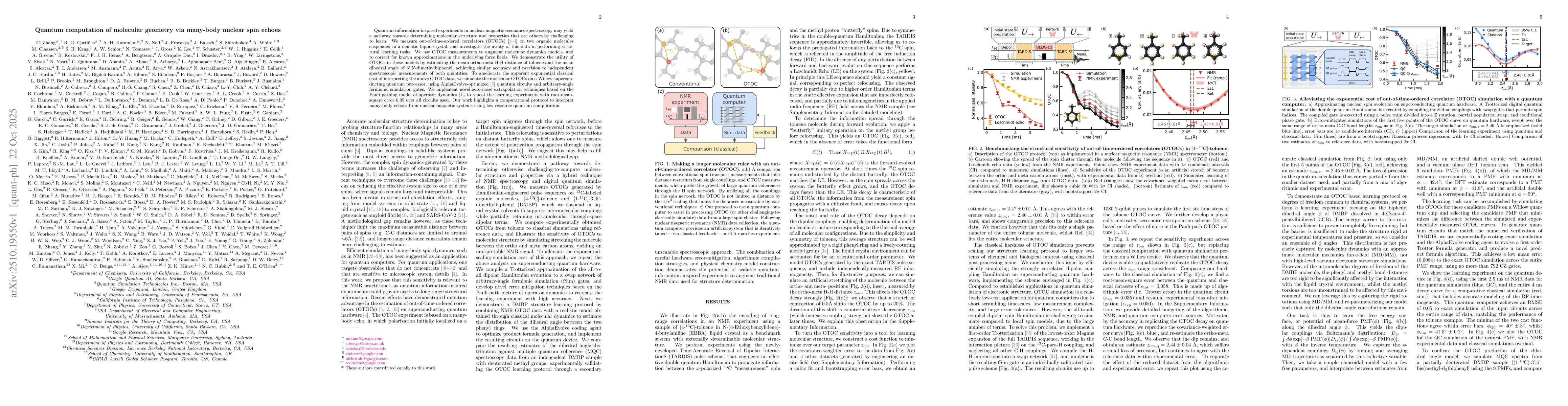 Thumbnail for Quantum computation of molecular geometry via many-body nuclear spin
  echoes