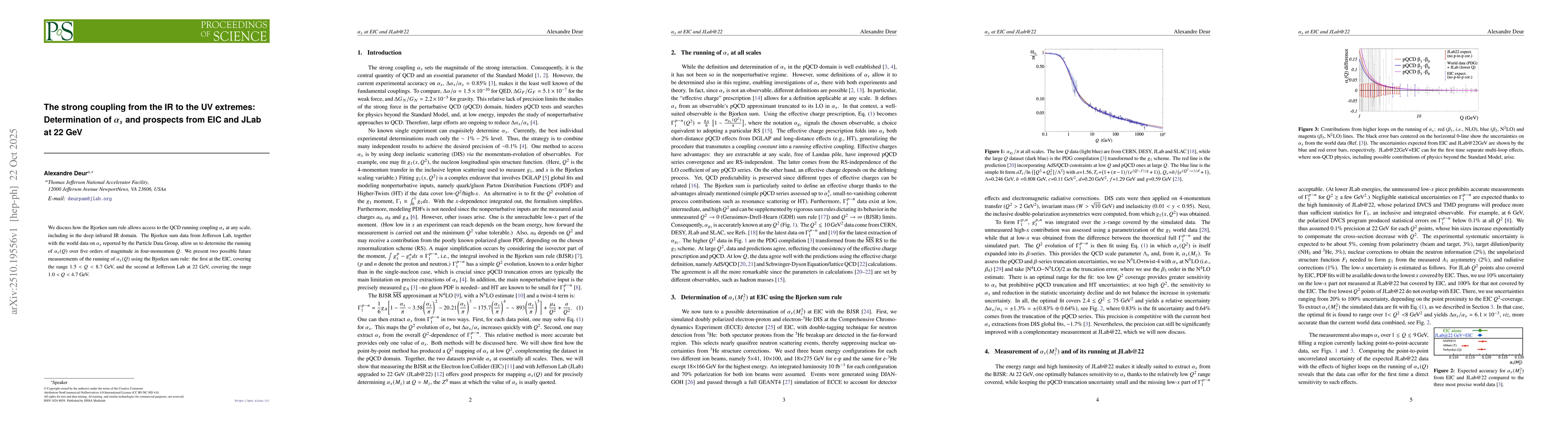Thumbnail for The strong coupling from the IR to the UV extremes: Determination of
  $α_s$ and prospects from EIC and JLab at 22 GeV