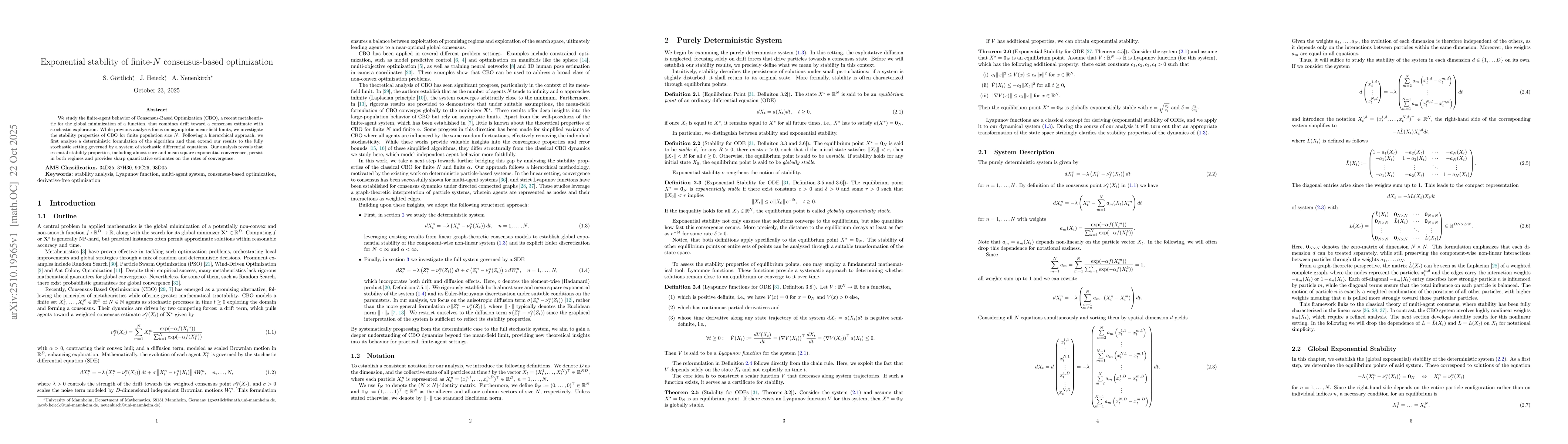 Thumbnail for Exponential stability of finite-$N$ consensus-based optimization
