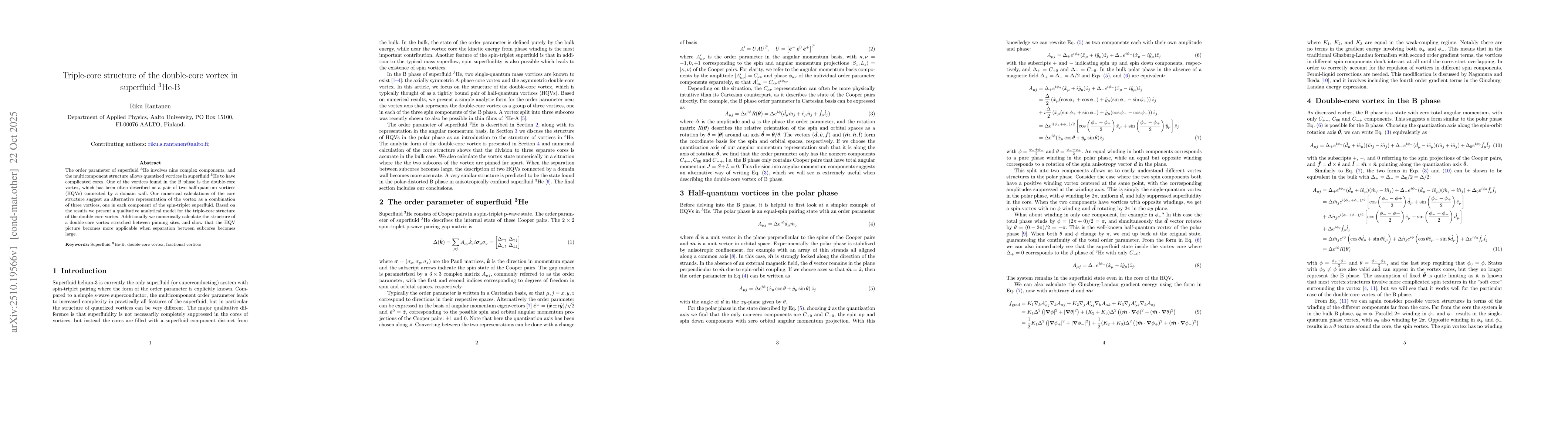 Thumbnail for Triple-core structure of the double-core vortex in superfluid $^3$He-B