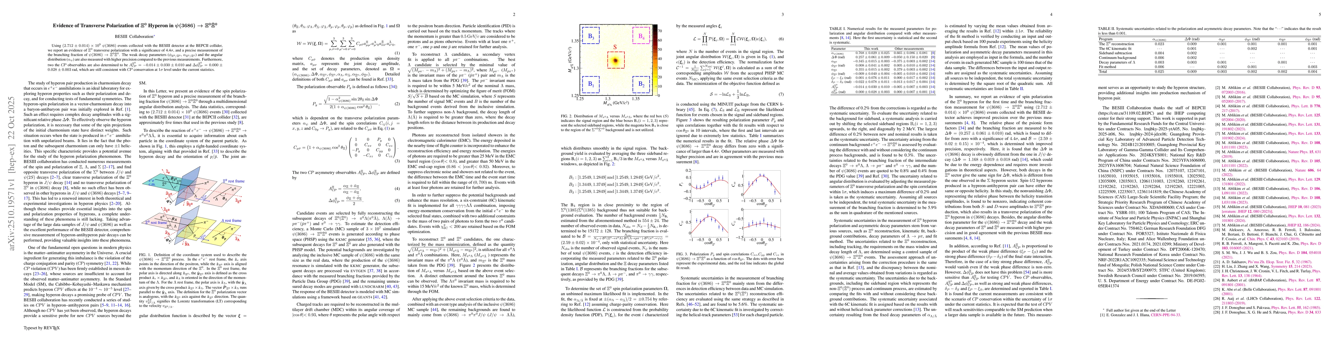 Thumbnail for Evidence of Transverse Polarization of $Ξ^0$ Hyperon in
  $ψ(3686)\rightarrowΞ^0\barΞ^0$